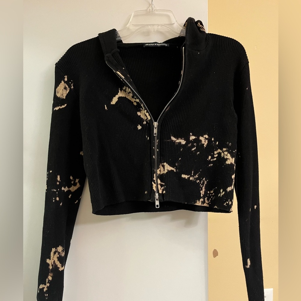 Brandy Melville black bleach tie dye jacket